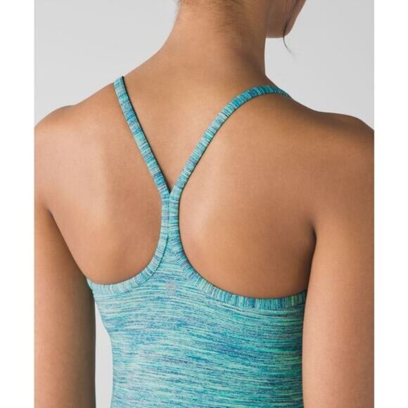 LULULEMON Power Y Tank Luon Size 10 Space Dye Camo Alberta Lake Fresh Teal - Picture 3 of 8